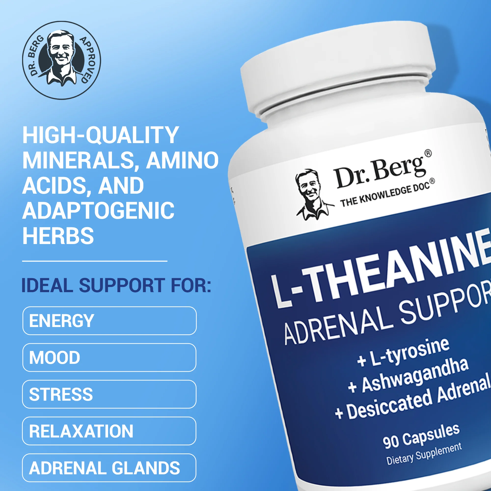 L-Theanine Adrenal Support – 200 mg of L-Theanine – 90 Capsules - Image 6