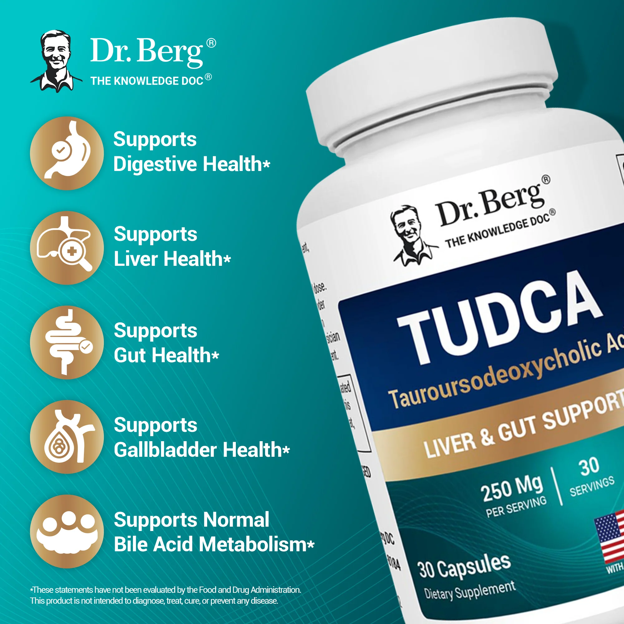 TUDCA – 250 mg of Tauroursodeoxycholic Acid – 30 Vegetable Capsules - Image 7