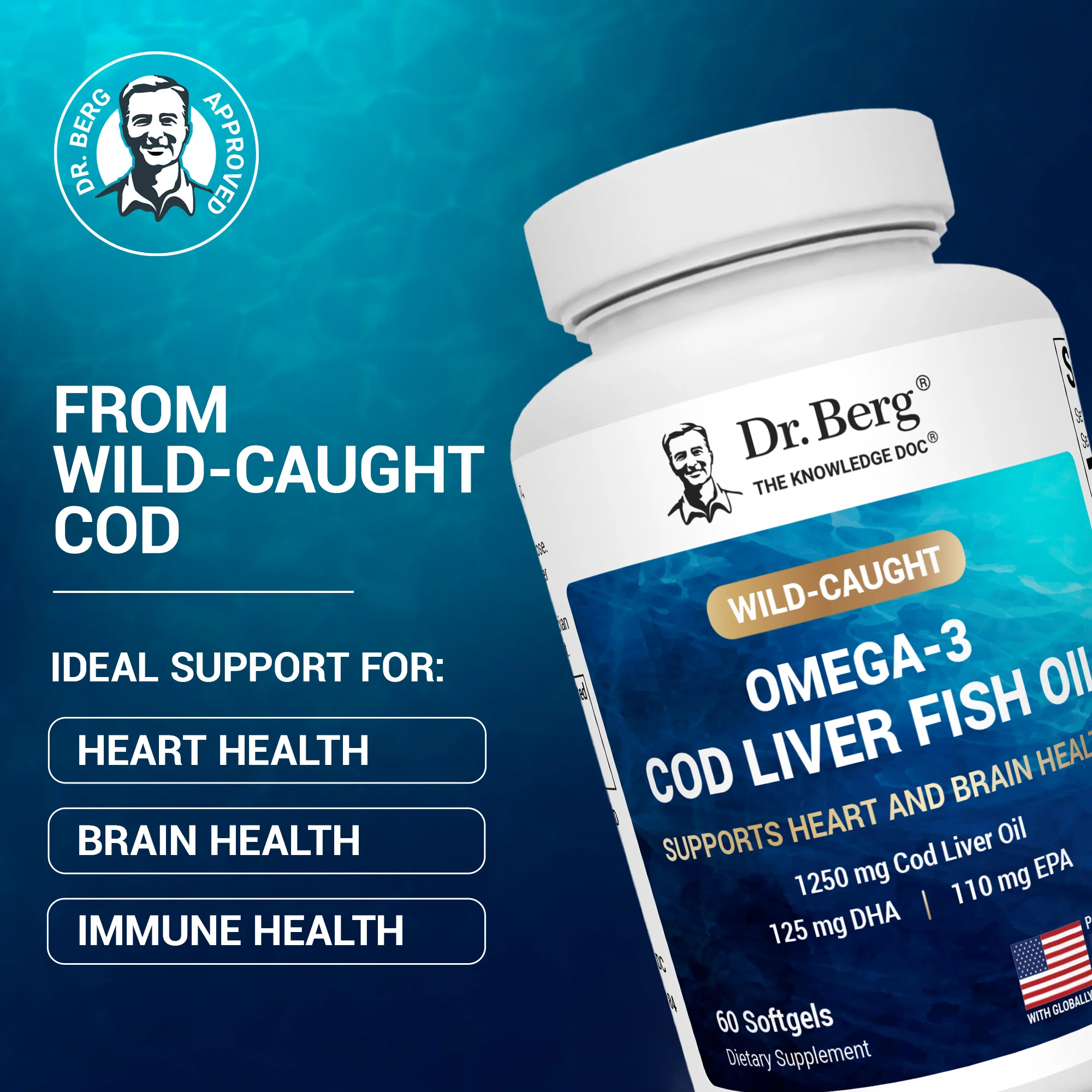 Wild-Caught Omega-3 Cod Liver Fish Oil DHA EPA – 60 Softgels - Image 6